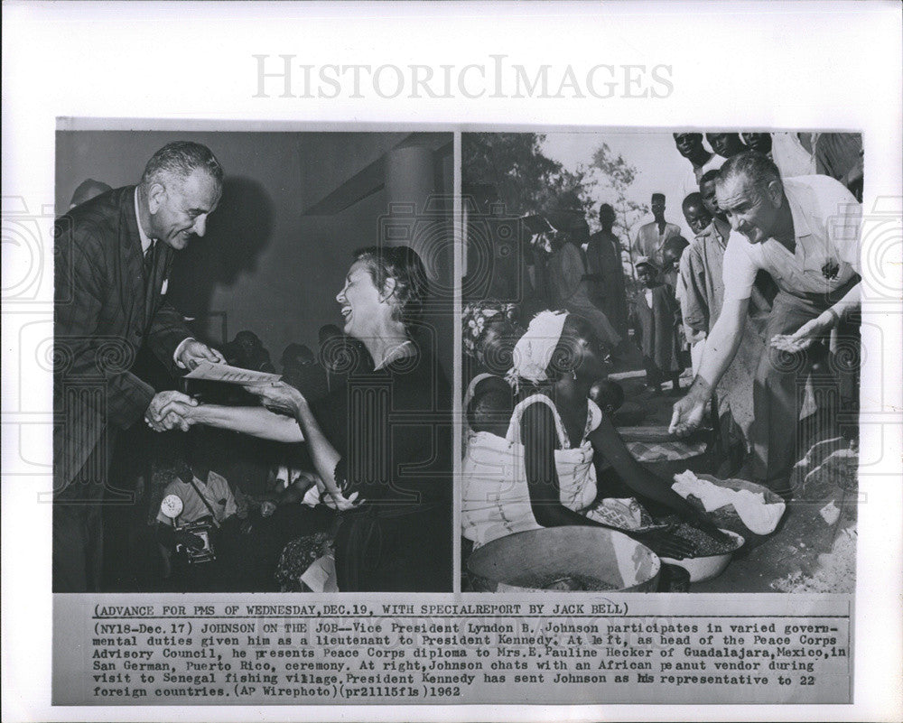 1962 Press Photo VP Johnson participating in various governmental duties - Historic Images