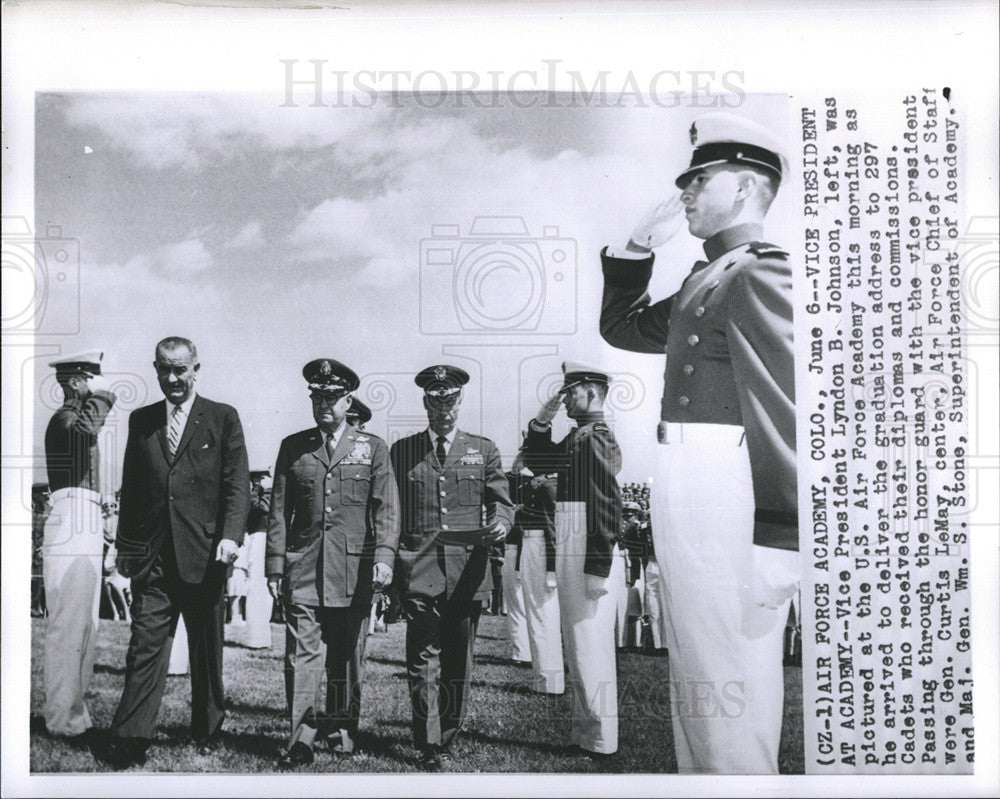 1962 Press Photo Vice.President Johnson at U.S Air Force Academy. - Historic Images