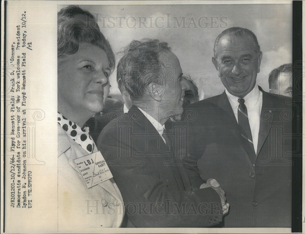 1966 Press Photo Pres Johnson in New York with Dem Gov candidate Frank O&#39;Connor - Historic Images