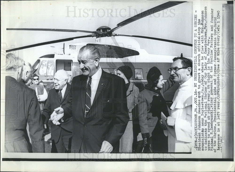 1966 Press Photo Pres Johnson at dedication of Natl Shrine of Our Lady of Czesta - Historic Images