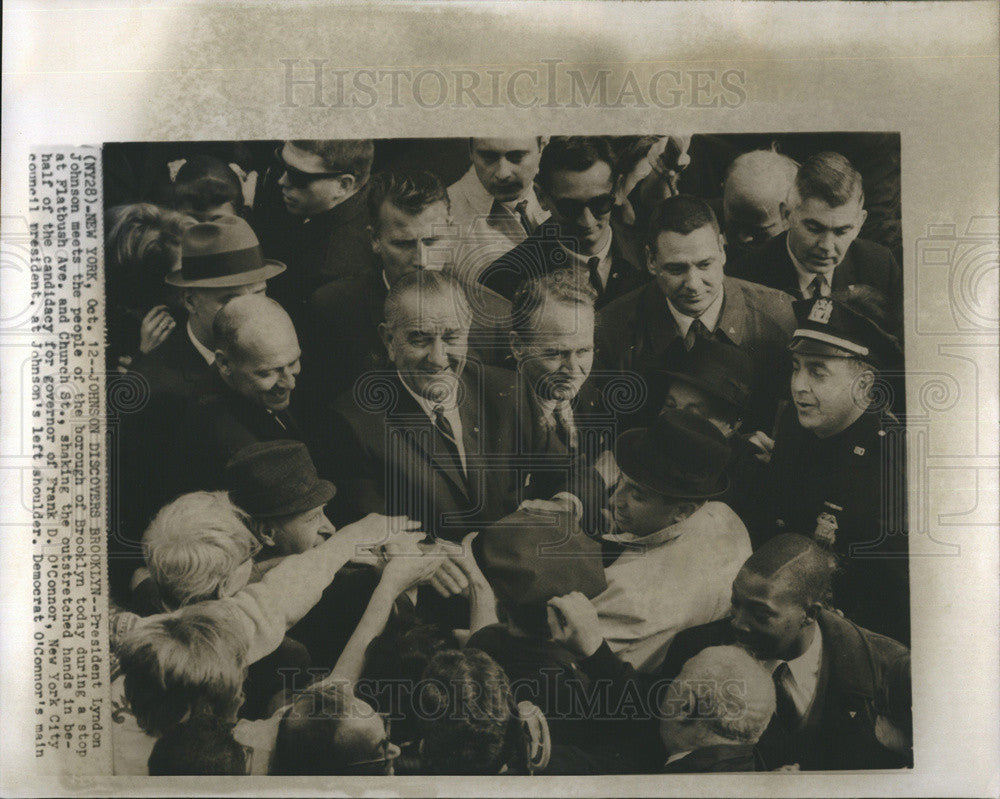 1966 Press Photo President Lyndon meets the people of Brooklyn. - Historic Images