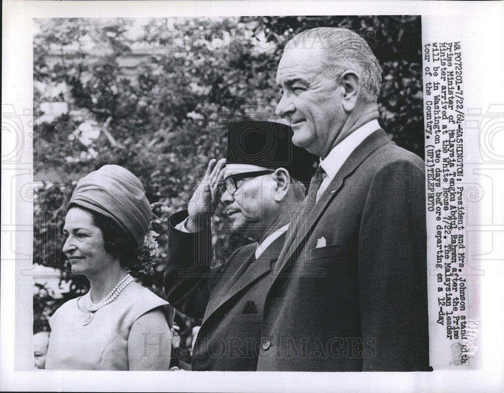 1964 Press Photo President Johnson &amp; Wife &amp; Prime Minister of Malaysia - Historic Images