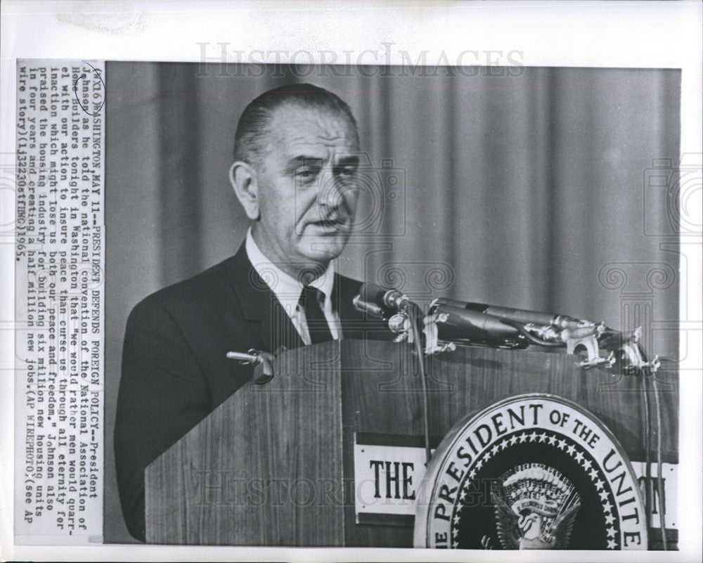 1965 Press Photo Lyndon B. Johnson President - Historic Images