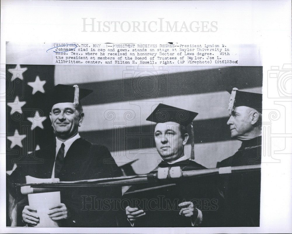 1965 Press Photo President Lyndon B. Johnson Baylor - Historic Images