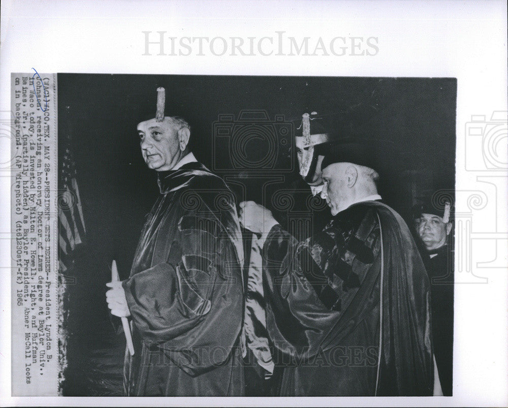 1965 Press Photo President Lyndon B. Johnson Baylor - Historic Images