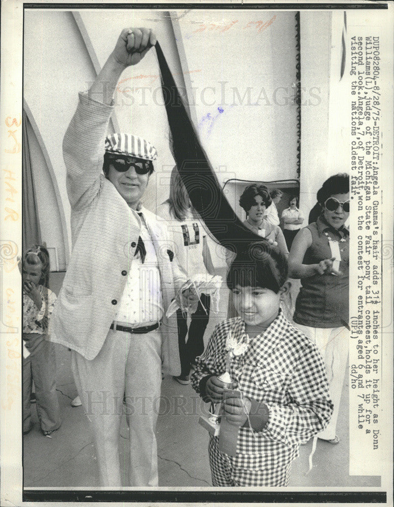 1975 Press Photo Angela Guama, 7, Wins Pony Tail Contest at Michigan State Fair - Historic Images