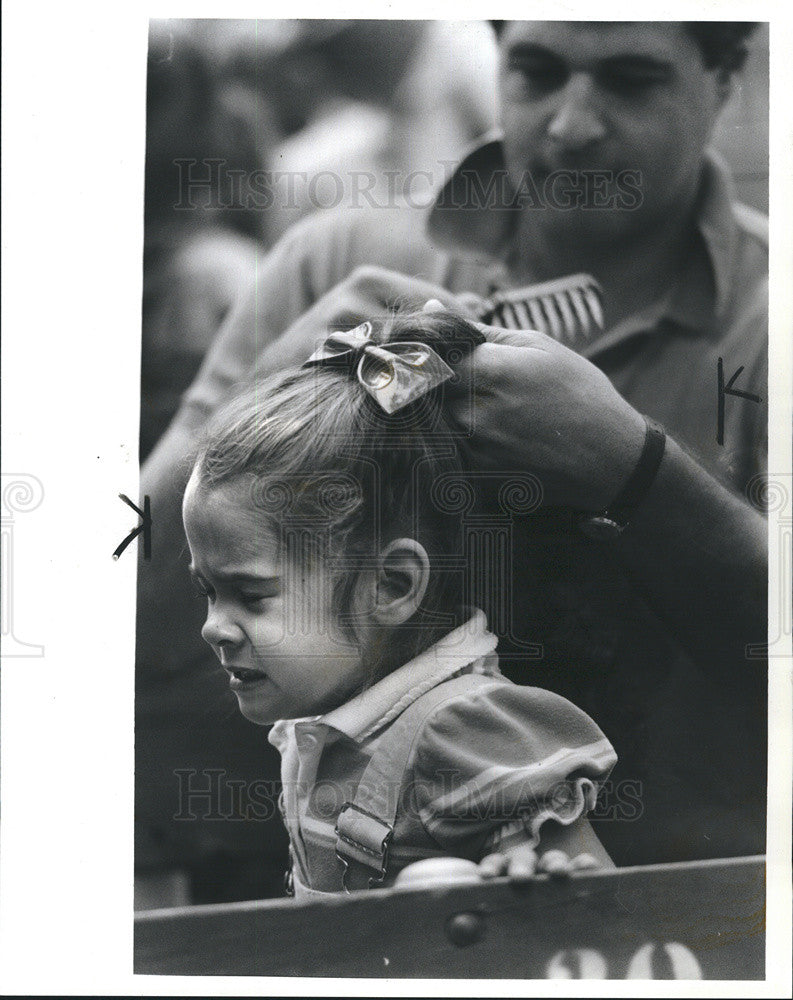 1987 Press Photo State fair ponytail contest. - Historic Images