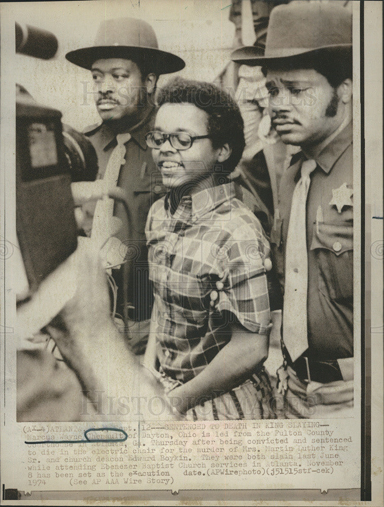 1974 Press Photo Marcus Wayne  Chenault Sentenced to Death for Killing Mrs MKLSr - Historic Images