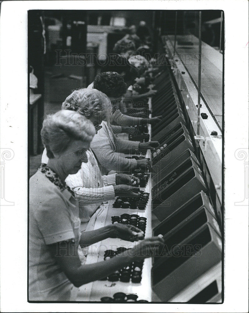 1981 Press Photo Fred Sanders Co candy packers - Historic Images