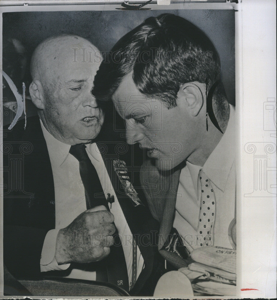 1960 Press Photo House Speaker Rayburn speaking w/ Ted Kennedy - Historic Images