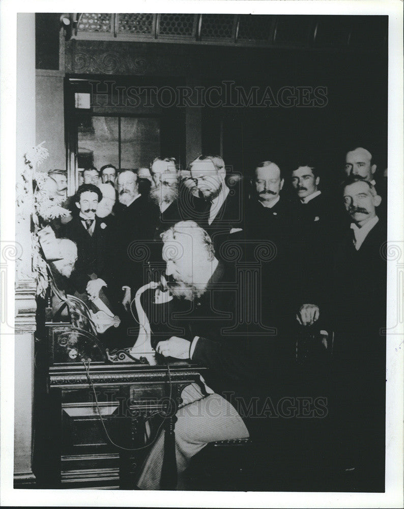 1984 Press Photo Alexander Graham Bell at the opening of the NY to Chicago - Historic Images