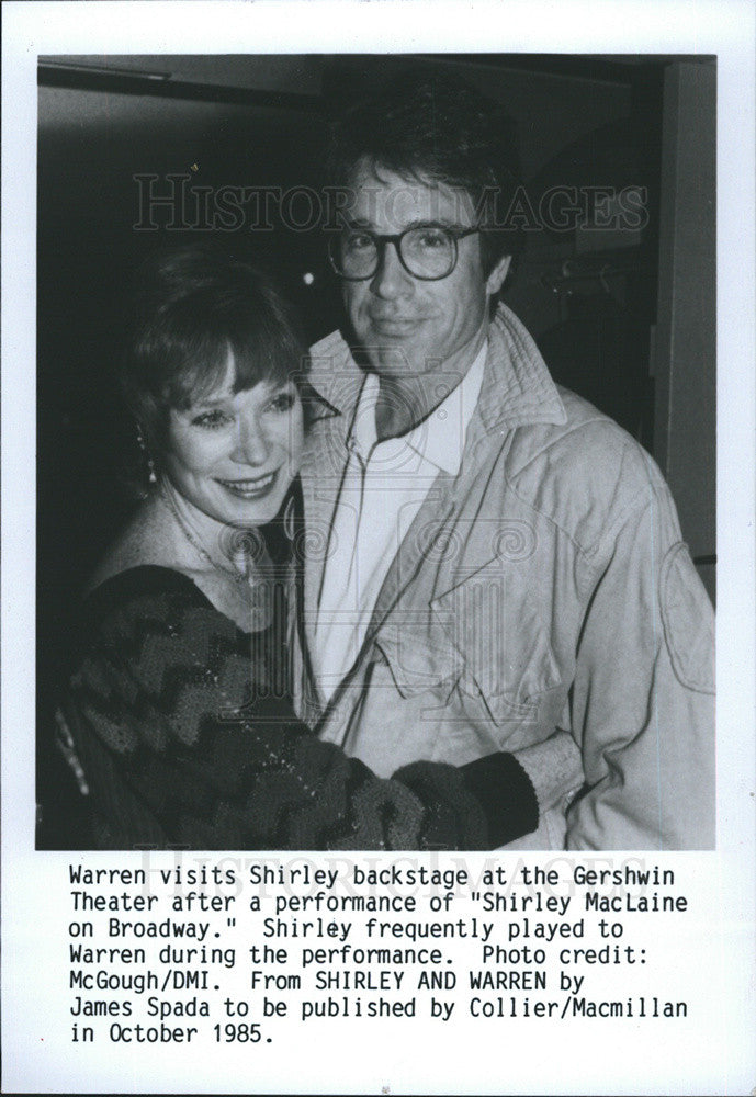 1985 Press Photo Shirley MacLaine &amp; Warren  &quot;Shirley MacLaine on Broadway&quot; - Historic Images