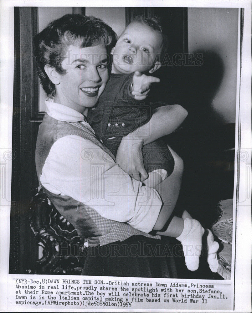 1955 Press Photo Actress Dawn Addams and son Stefano - Historic Images