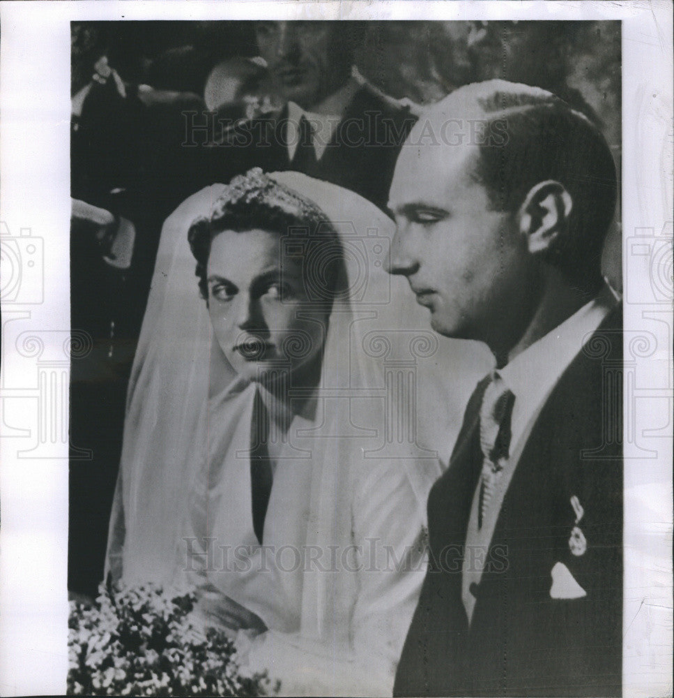 1955 Press Photo Princess Maria-Pia &amp; Prince Alexander of Yougoslavia wedding - Historic Images