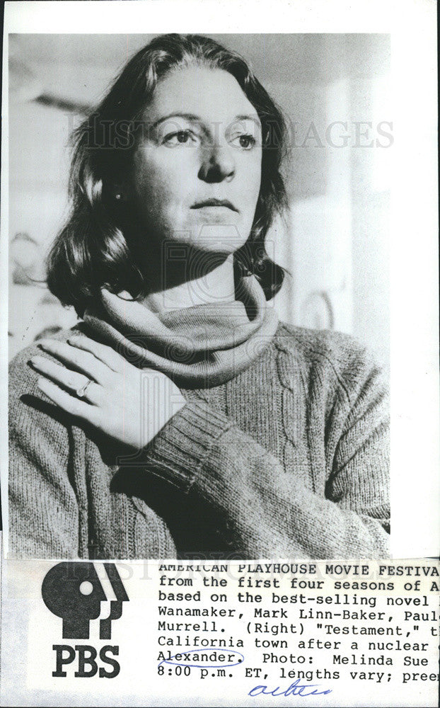 1986 Press Photo Academy Award nominee Jane Alexander stars in &quot;Testament.&quot; - Historic Images