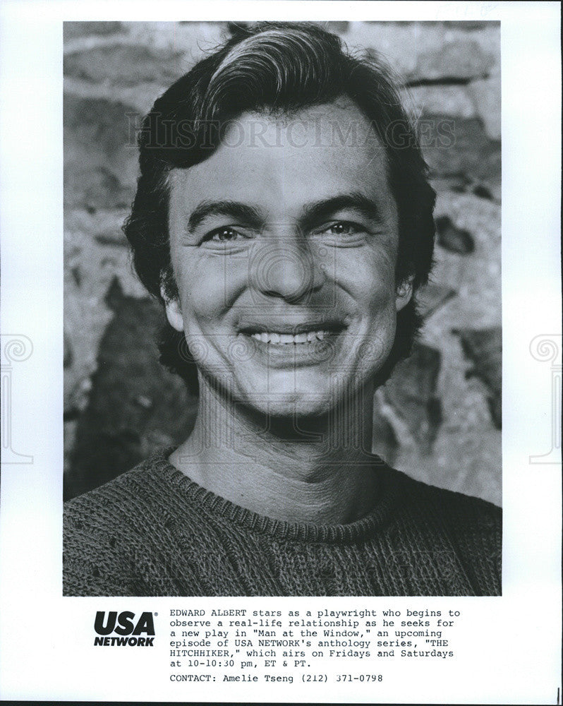1989 Press Photo Edward Albert Stars As Playwright In The Hitchhiker-COPY - Historic Images