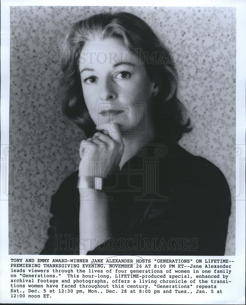 1987 Press Photo Jane Alexander Actress Host Generations Lifetime Show - Historic Images