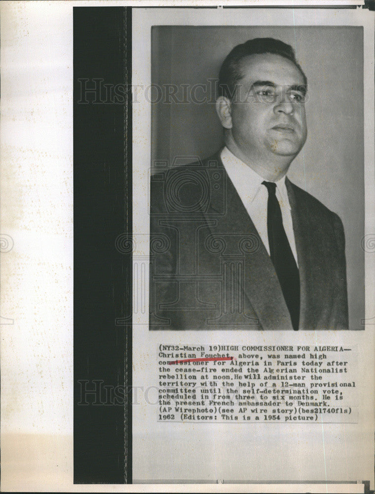 1962 Press Photo Christian Fouchet named high commissioner for Algeria in Paris - Historic Images