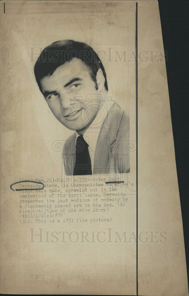 1971 Press Photo Burt Reynolds Cosmopolitan - Historic Images