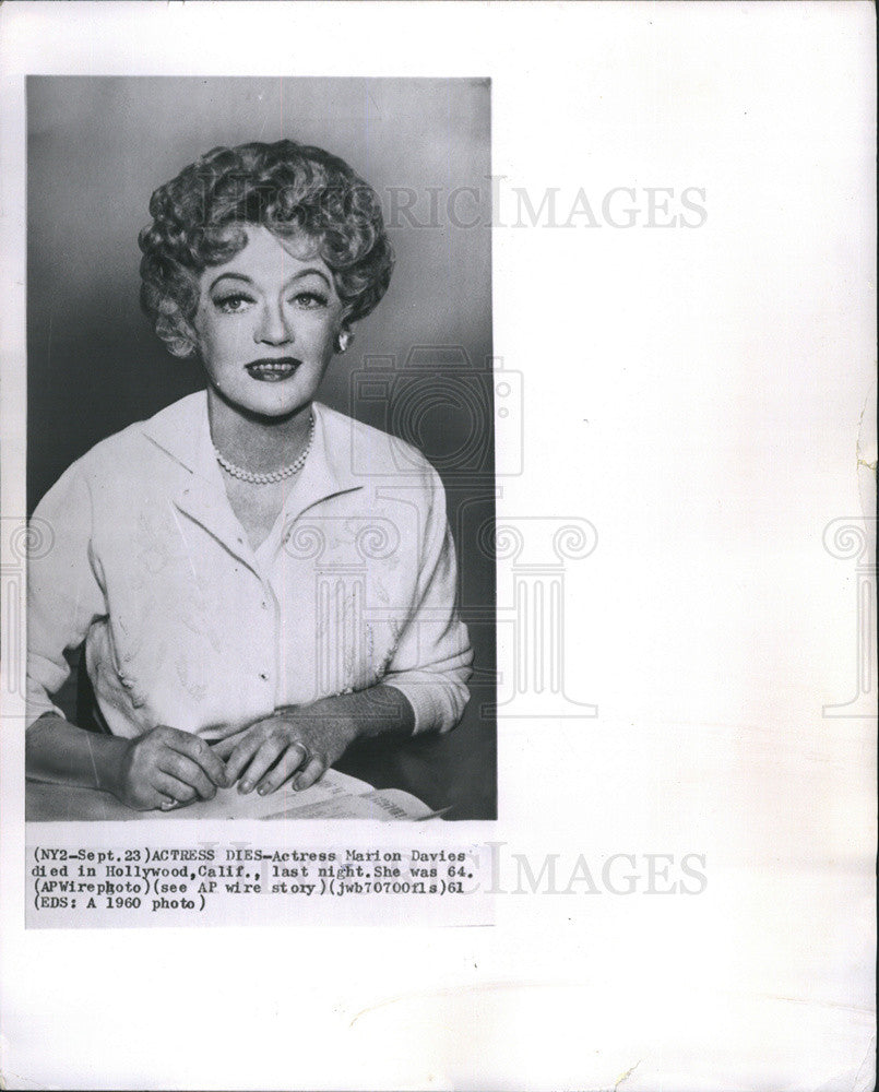 1960 Press Photo Marion Davies - Historic Images