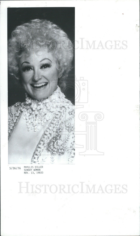 1976 Press Photo Phyllis Diller - Historic Images