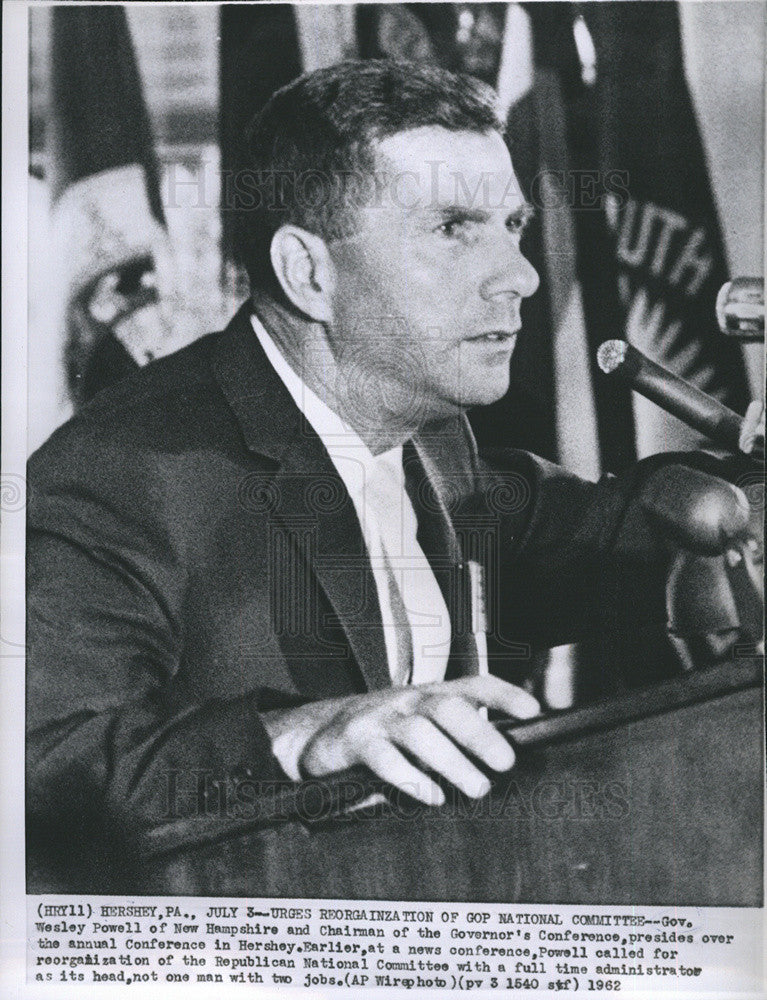 1962 Press Photo Wesley Powell New Hampshire Governor - Historic Images