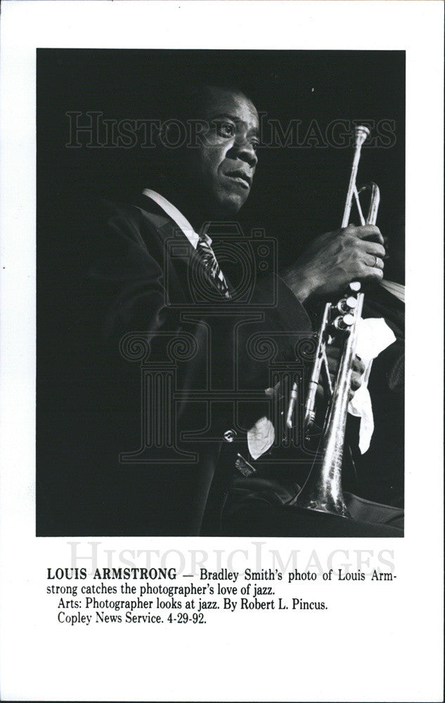 1992 Press Photo Louis Armstrong with Trumpet - Historic Images