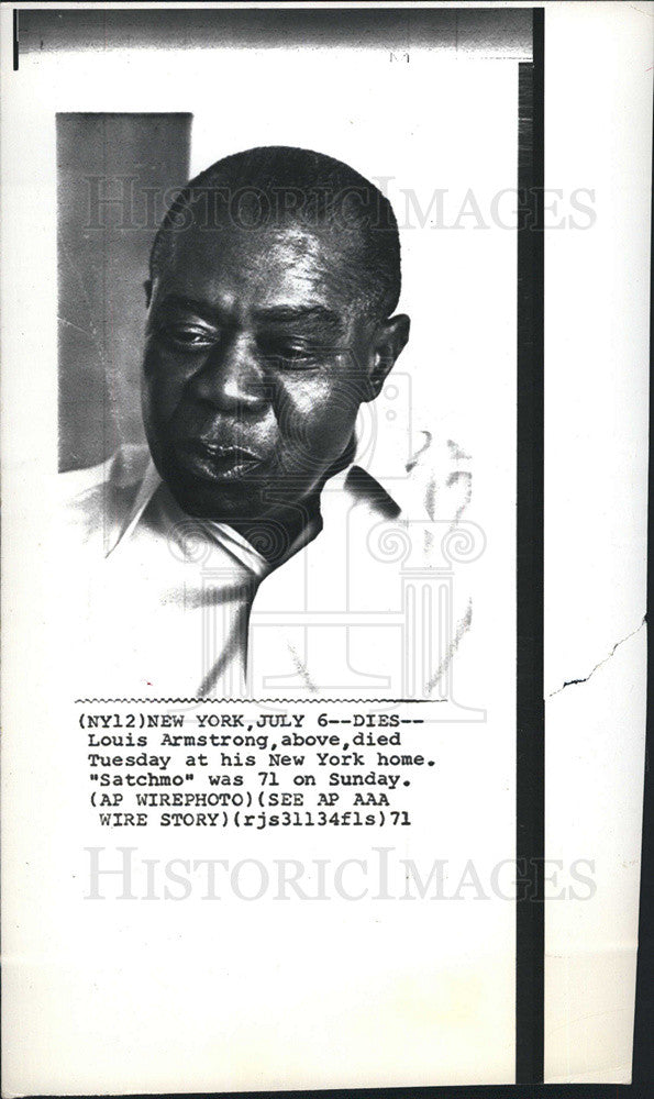 1971 Press Photo Louis Armstrong Dies Satchmo - Historic Images