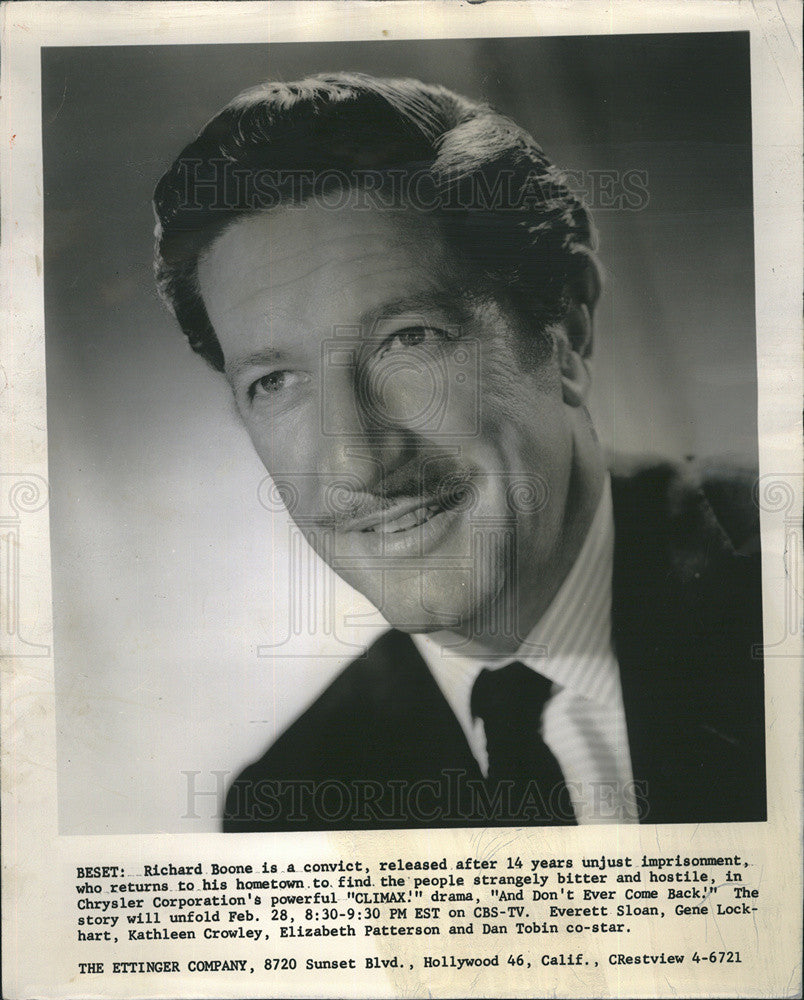 1957 Press Photo Actor Richard Boone in &quot;Climax&quot; - Historic Images