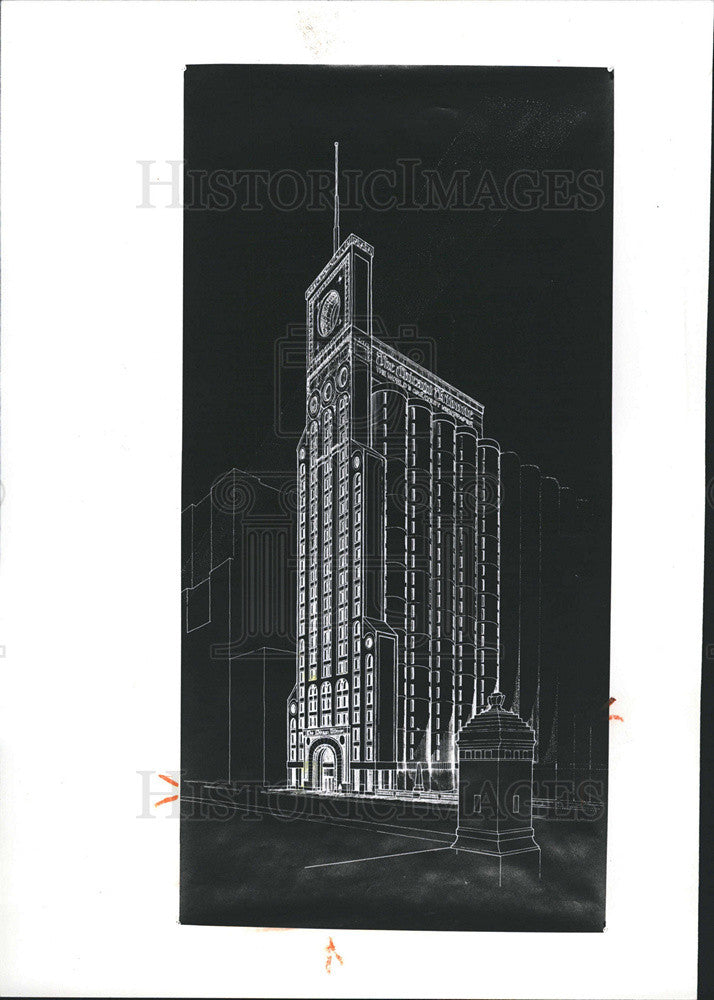 1980 Press Photo Chicago Sevener James Nagles Buildable Design of Tribune Buildi - Historic Images