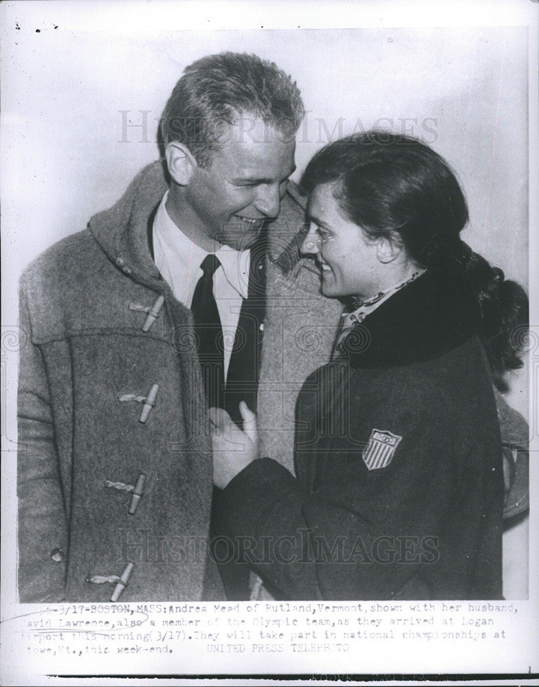 Press Photo Andrea Mead Lawrence Former Olympic Skier With Husband - Historic Images