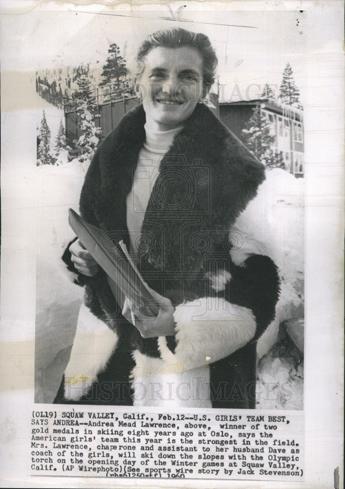 1960 Press Photo Andrea Mead Lawrence Coaches Girls Ski Team in Winter Games - Historic Images