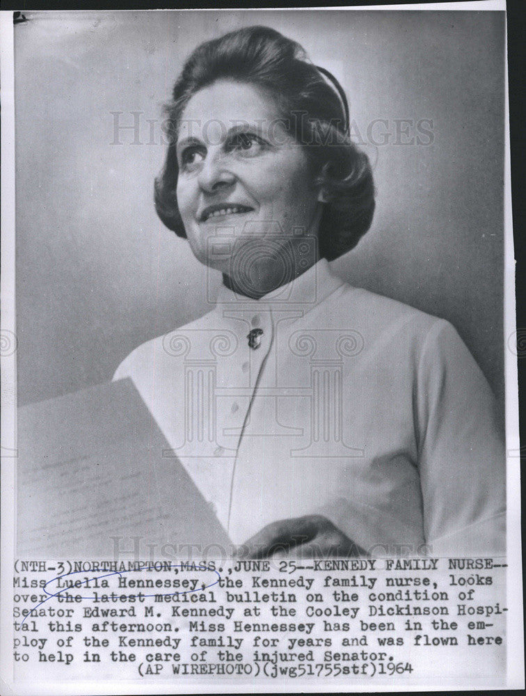 1964 Press Photo Miss Luella Hennessey, the Kennedy Family Nurse - Historic Images