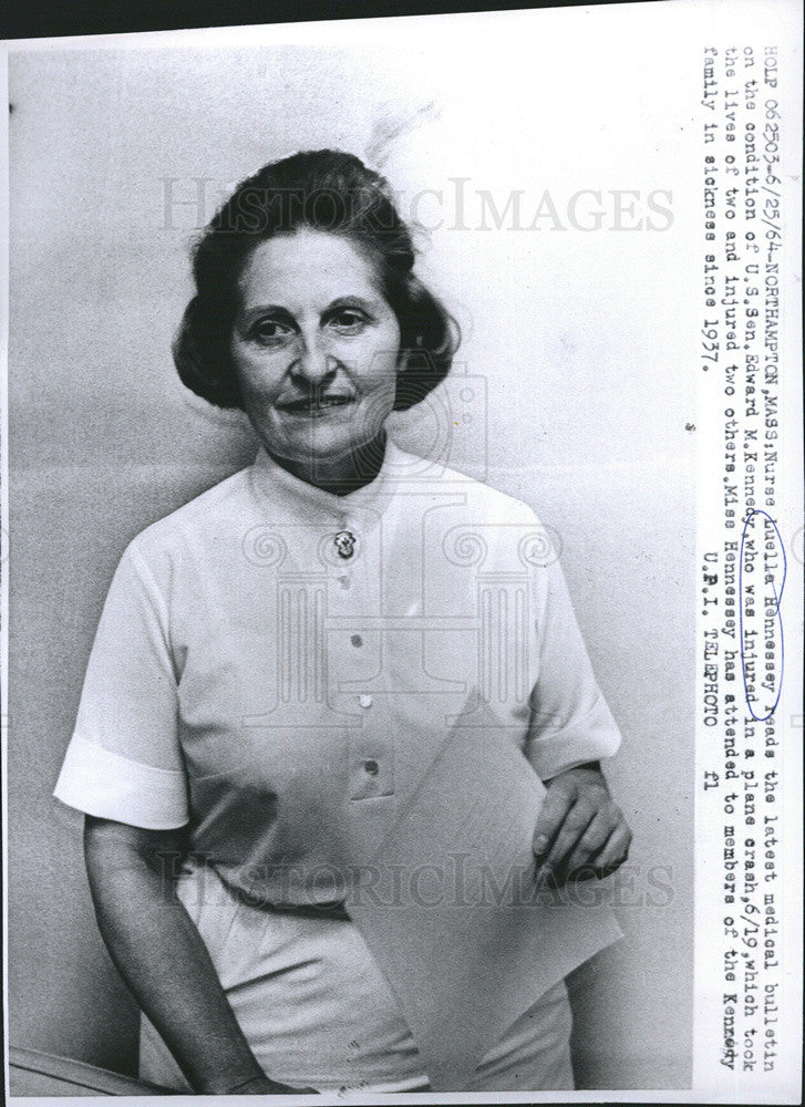 1964 Press Photo Luella Hennessy, nurse to the Kennedy family. - Historic Images