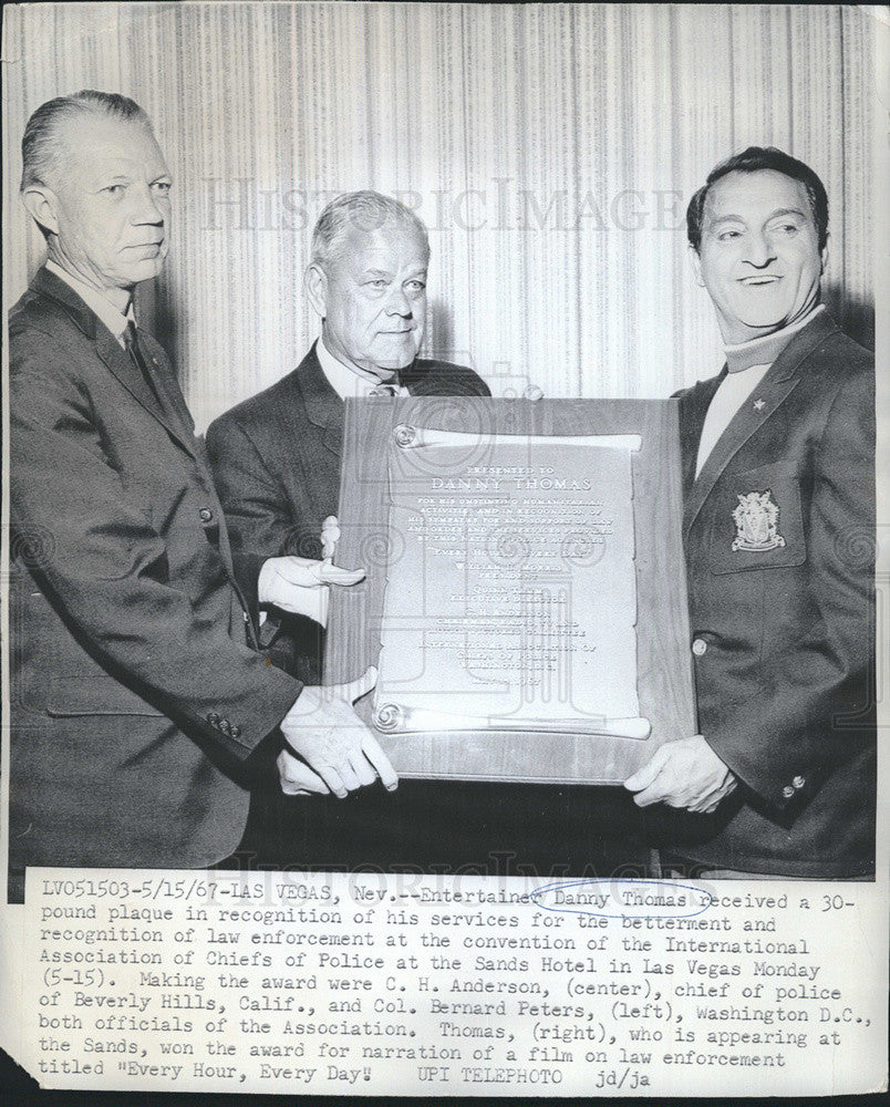 1967 Press Photo Danny Thomas, C. H. Anderson and Col Bernard Peters. - Historic Images