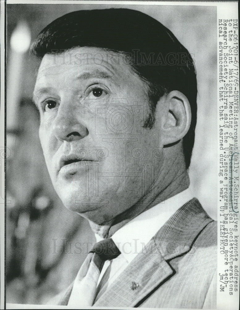 1969 Press Photo Astronaut Wally Schirra Keynote Address American Astronautical - Historic Images