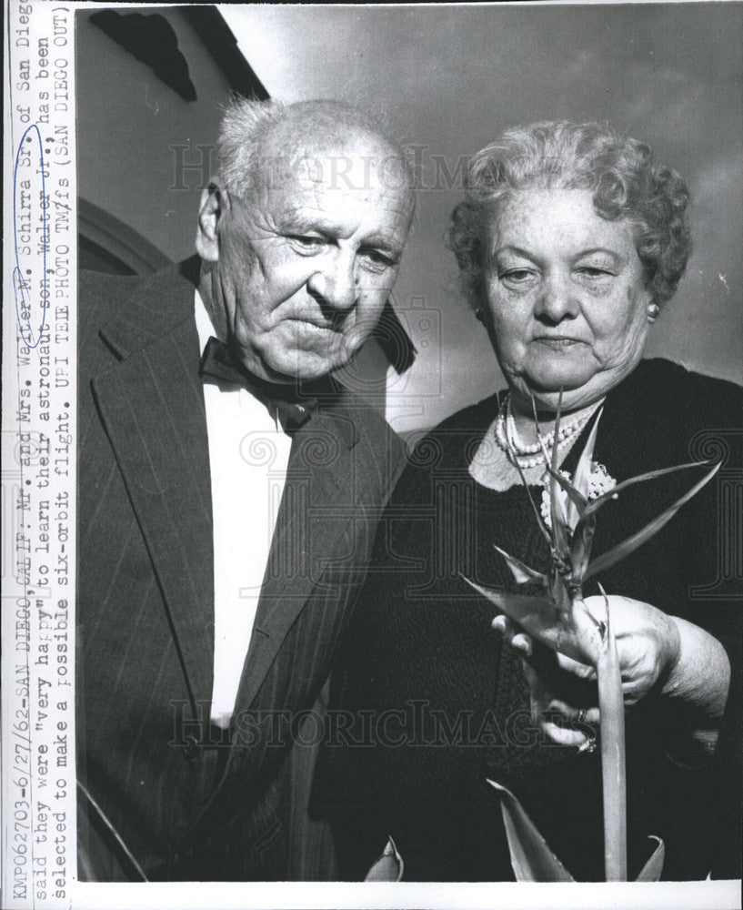 1962 Press Photo Mr. And Mrs. Walter M. Schirra Parents, Astronaut Wally Schirra - Historic Images