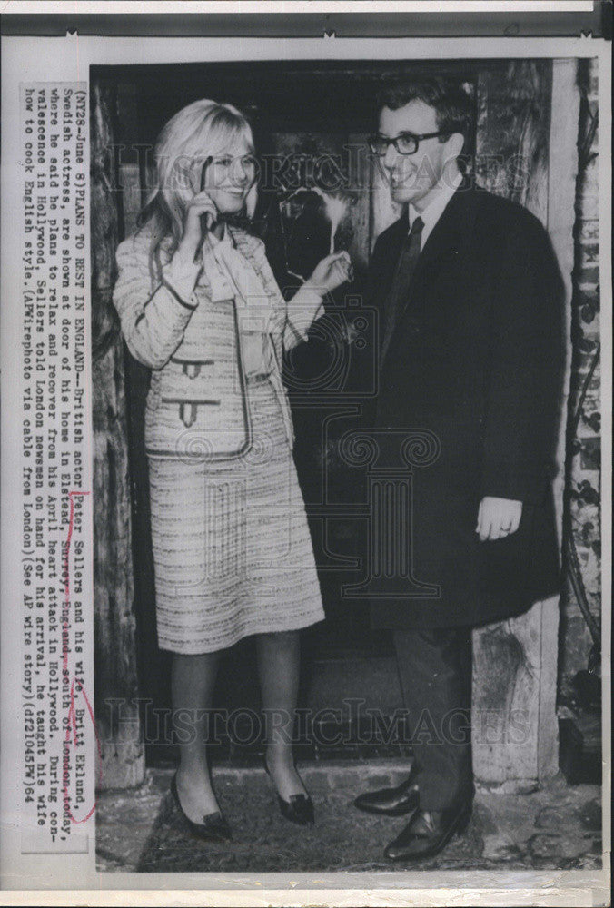 1964 Press Photo Peter Sellers/British Actor/Comedian/Britt Eklund/Actress - Historic Images