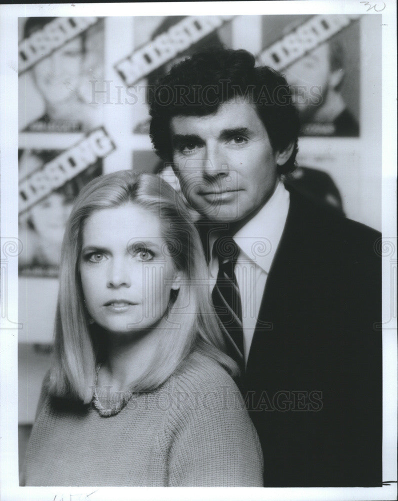 1985 Press Photo David &amp; Meredith Baxter Birney on Missing Have You Seen This Pe - Historic Images