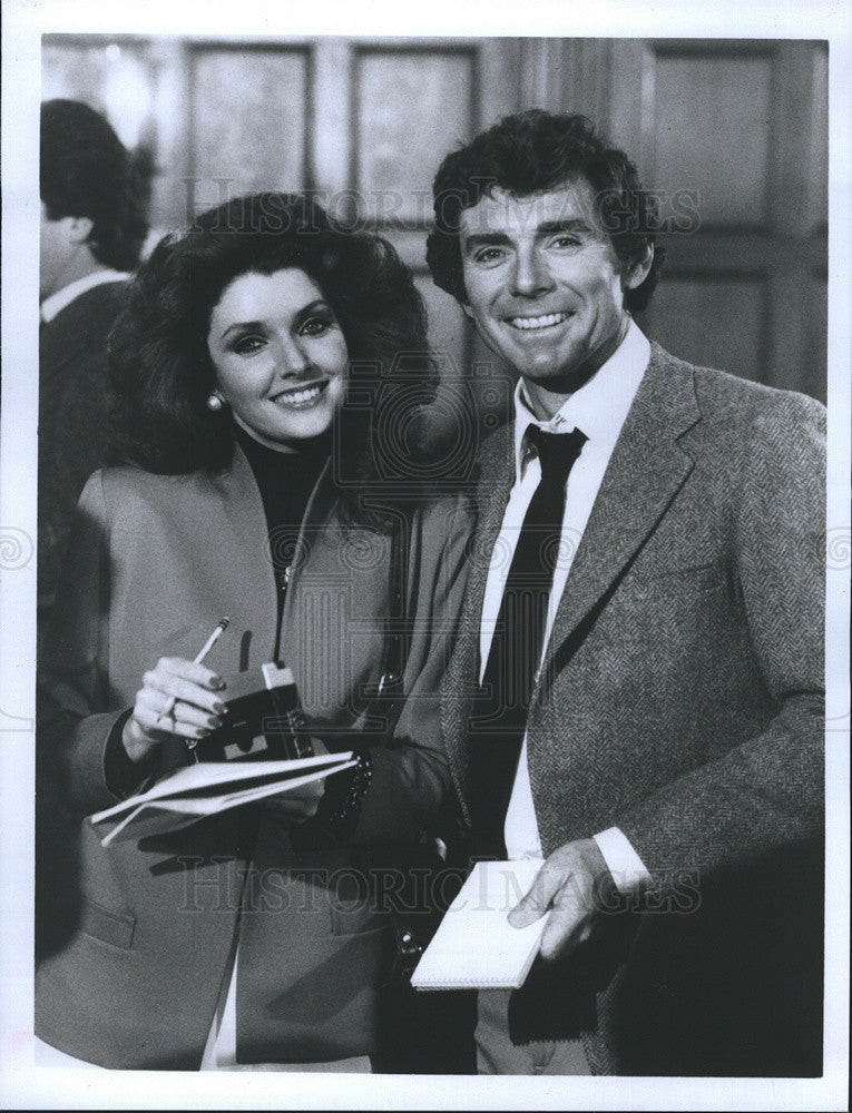 1984 Press Photo David Birney Actor Morgan Brittany Actress Glitter Drama Series - Historic Images
