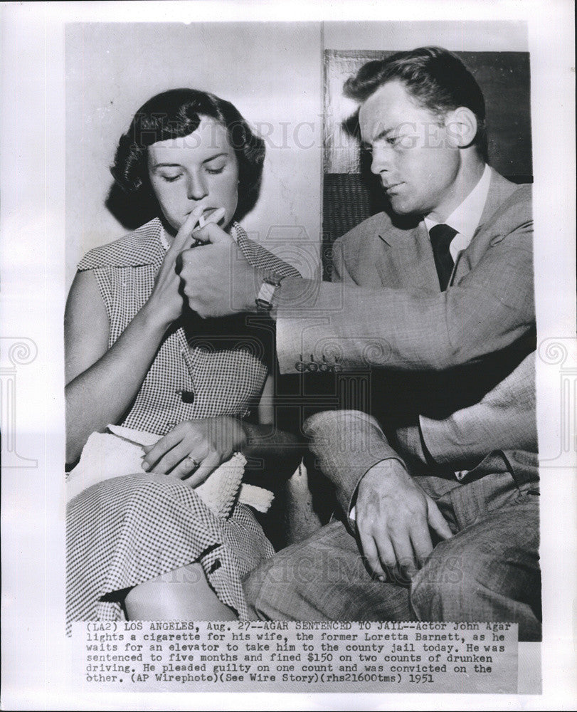 1951 Press Photo John Agar Sentenced to Jail on Drunken Driving - Historic Images