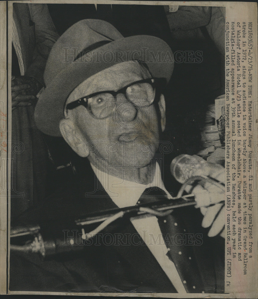 1974 Press Photo Jimmy Durante - Historic Images