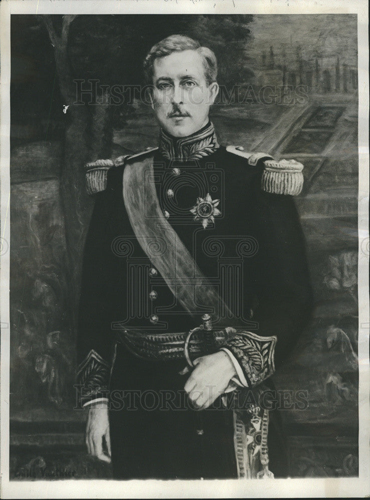 1929 Press Photo Painting Of King Albert Of Belgium By Emile Vauthier - Historic Images