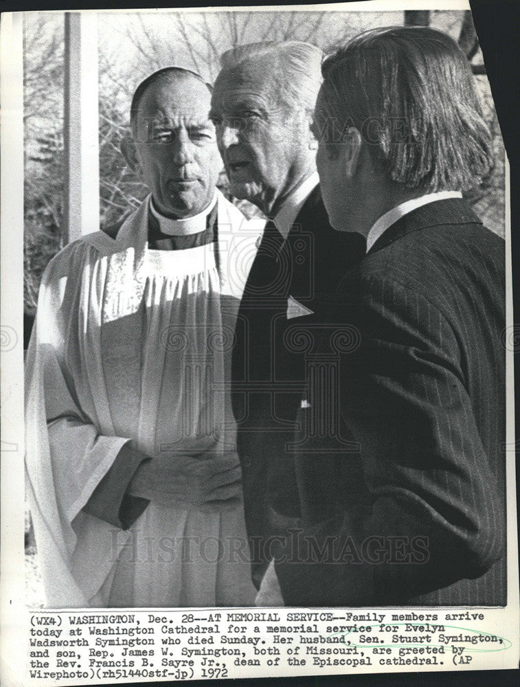 1972 Press Photo Sen Stuart Symington&#39;s Wife Eveyln&#39;s funeral Services In DC - Historic Images