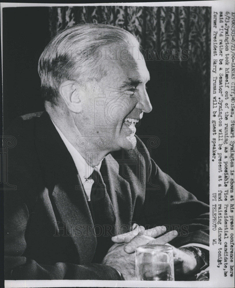 1960 Press Photo Stuart Symington At Press Conference - Historic Images