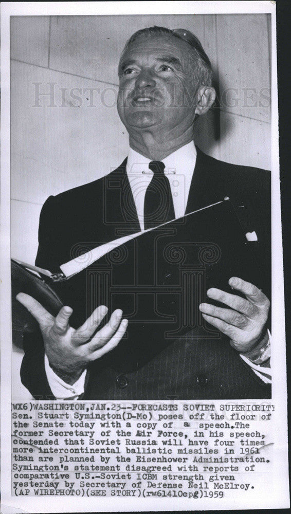 1959 Press Photo Senator Stuart Symington - Historic Images