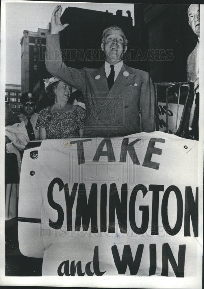 1956 Press Photo Senator Stuart Symington Missouri Campaign Rally Support DNC - Historic Images