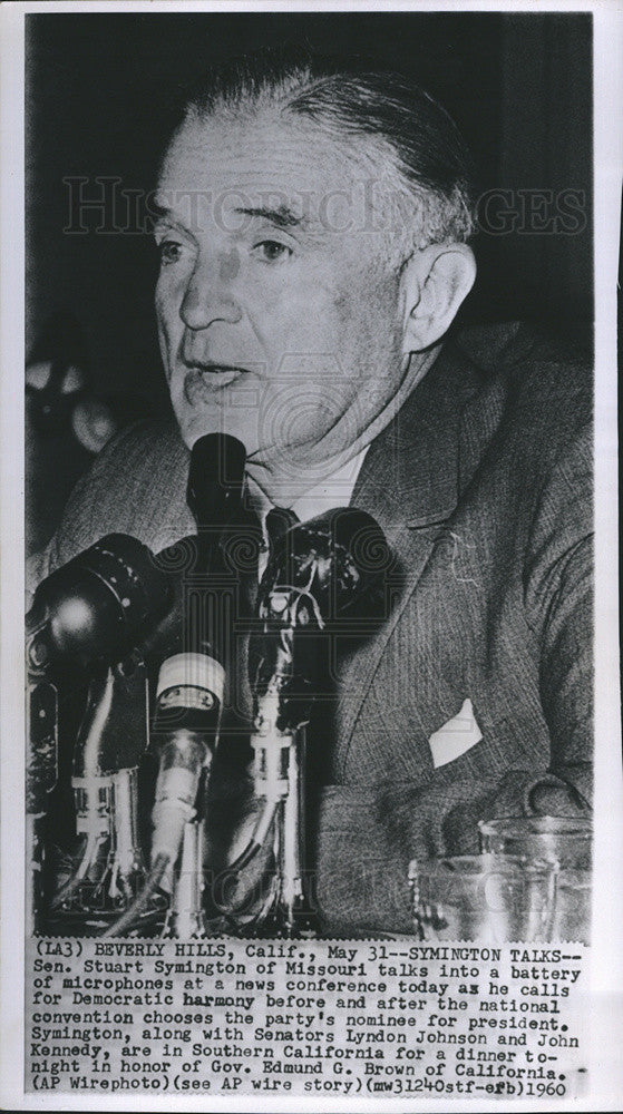 1960 Press Photo Senator Stuart Symington, News Conference - Historic Images