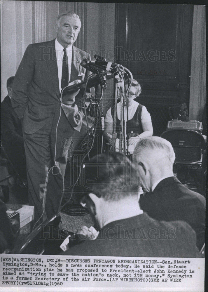 1960 Press Photo Senator Stuart Symington, News Conference - Historic Images