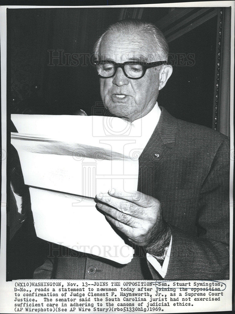 1969 Press Photo Senator Stuart Symington - Historic Images